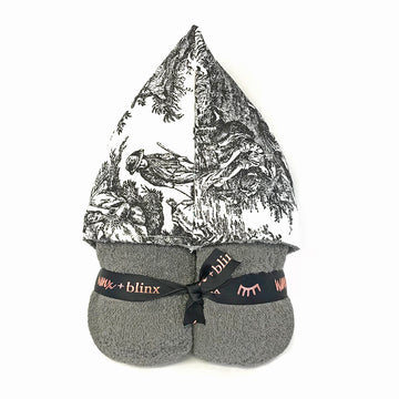 Grey Toile Hooded Towel
