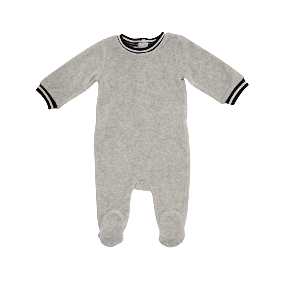 Light Grey Retro Sport Stripe Footie
