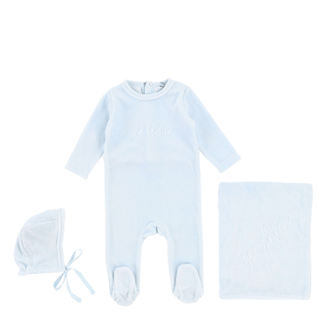 Powder Blue Velour Layette Set