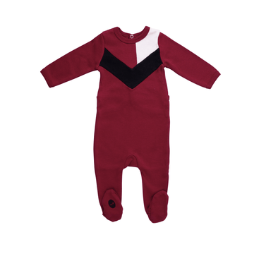 Burgundy Colorblock Classic Footie
