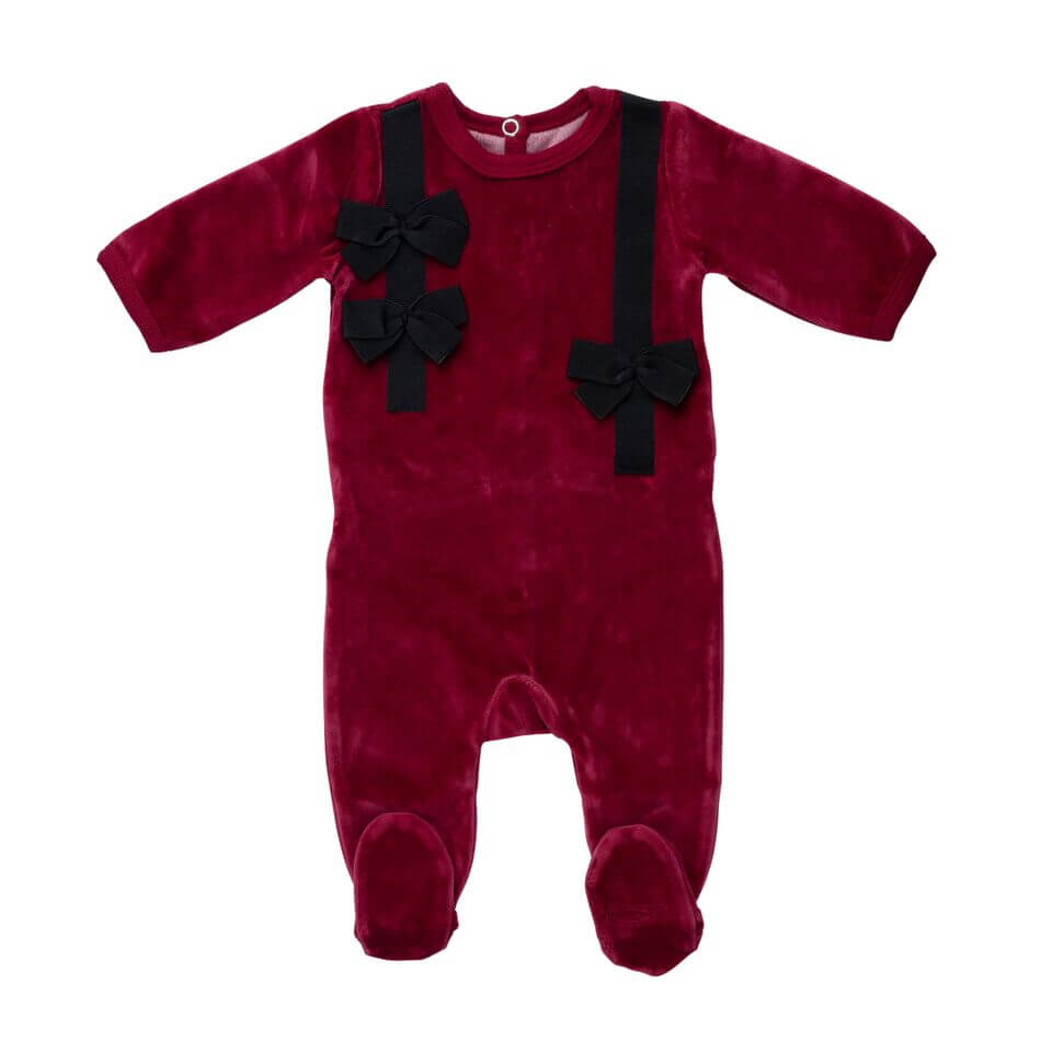 Burgundy Sweet Chic Bows Layette Set