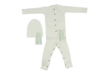 Ribbed Footie and Beanie Hat