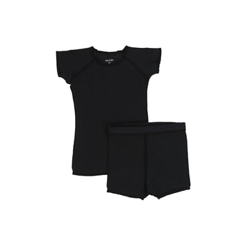 Black Ribbed 2 Piece Short Set