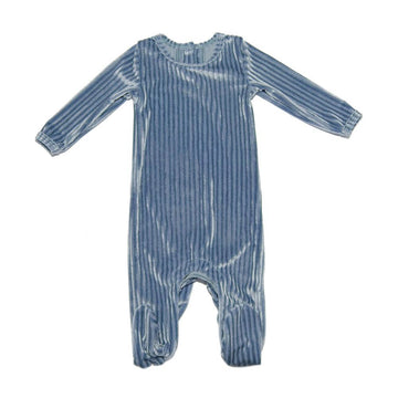 Denim Ribbed Velour Footie