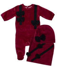 Burgundy Sweet Chic Bows Layette Set