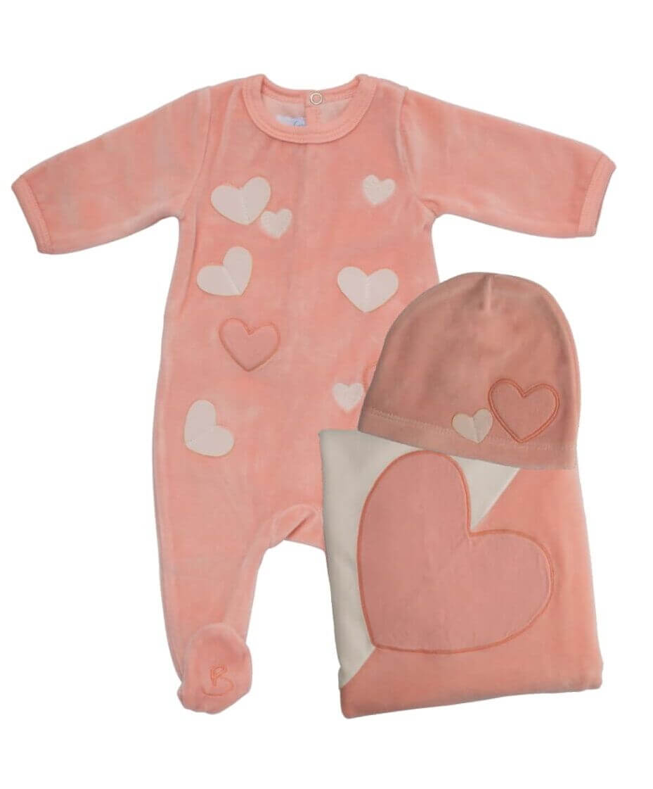 Peach Hearts In The Air Layette Set