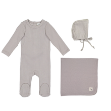 Grey Ribbed Layette Set
