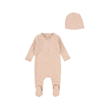 Mauve Watercolor Dot Footie and Bonnet