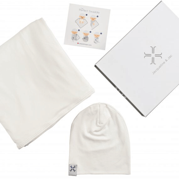 Natural White Beanie and Blanket Set