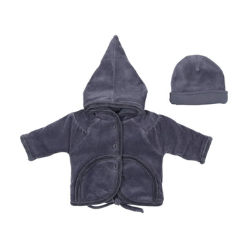 Blue Velour Jacket And Beanie