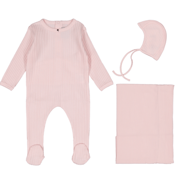 Light Pink Ribbed Layette Set