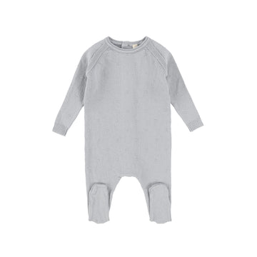 Blue Swiss Dot Knit Footie