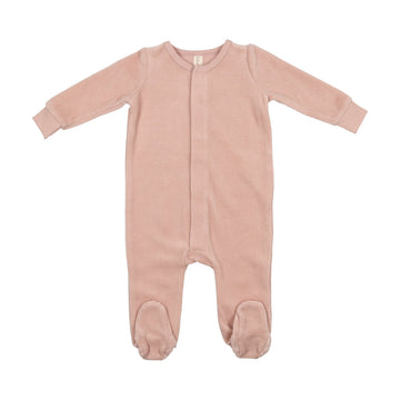 Light Blush Velour Ribbed Logo Footie