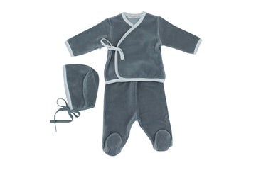 Grey Wrap Trim Set and Bonnet