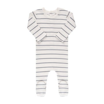 Ivory Blue Stripe Footie