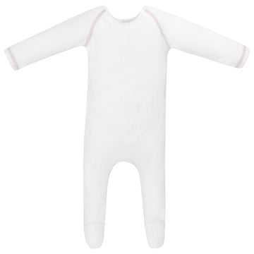 Ivory Pink Velour Footie