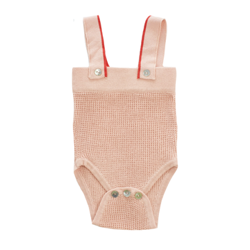 Pink Knit Waffle Romper