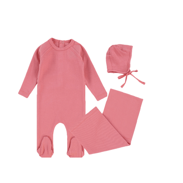 Strawberry Ribbed Layette Set