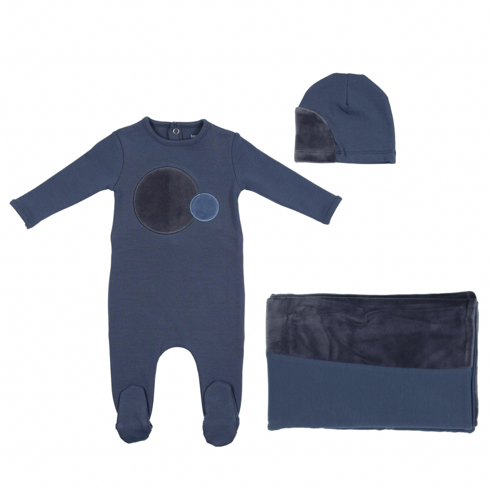 Blue Velvet Dot Layette Set