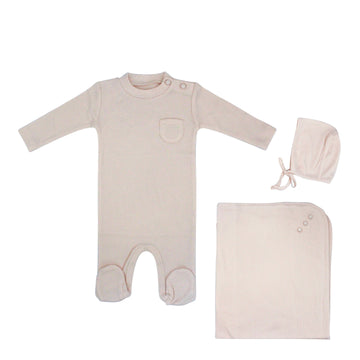 Pale Pink Button Layette Set