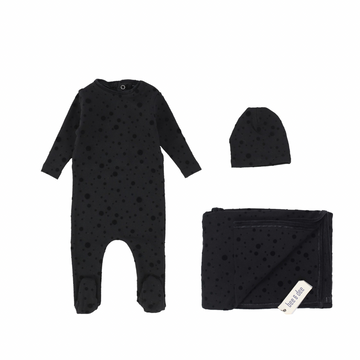 Black Velvet Dot Layette Set