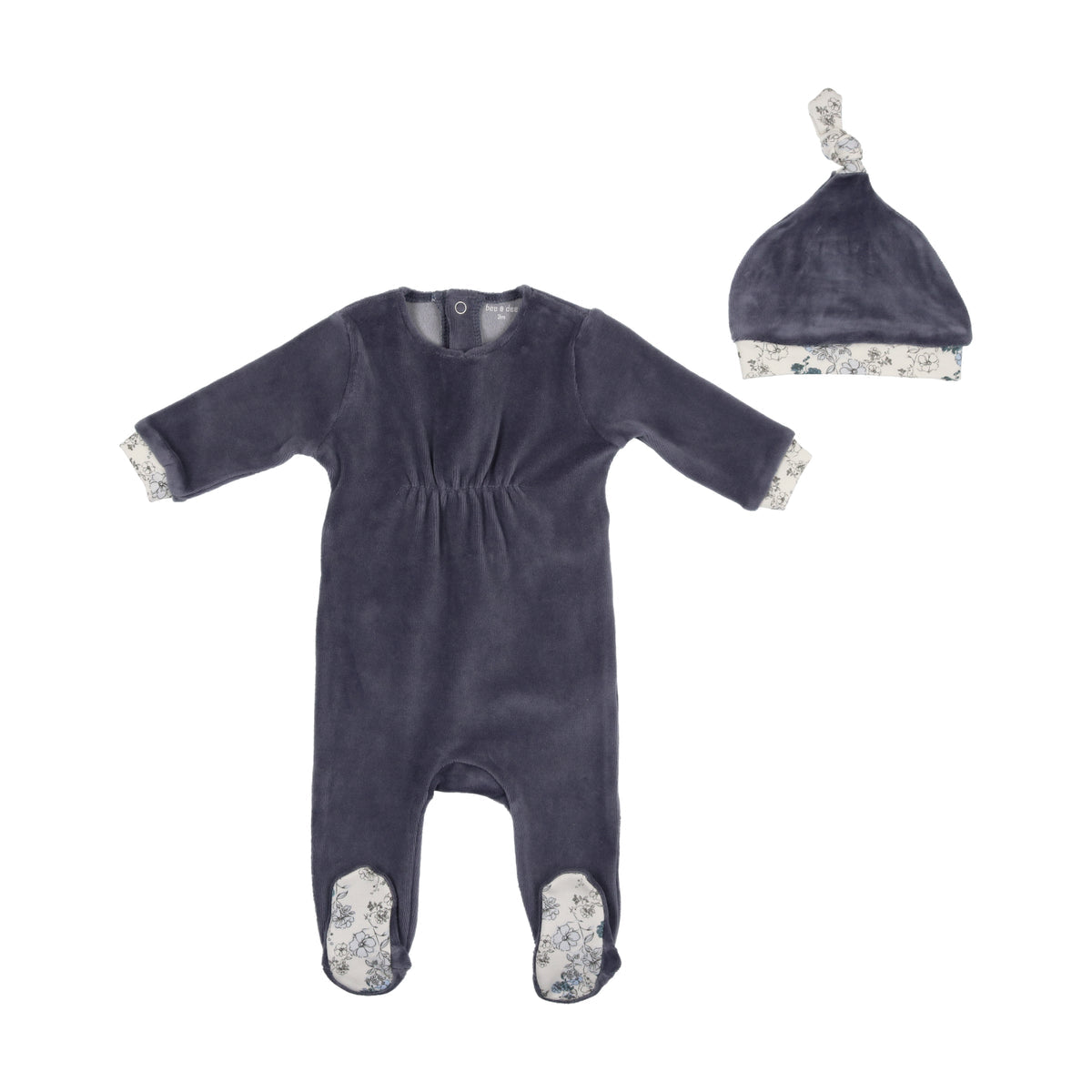 Blue Floral Knot Layette Set