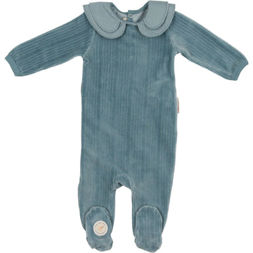 Slate Blue Tiered Collar Footie