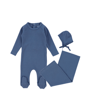 Denim Ribbed Layette Set