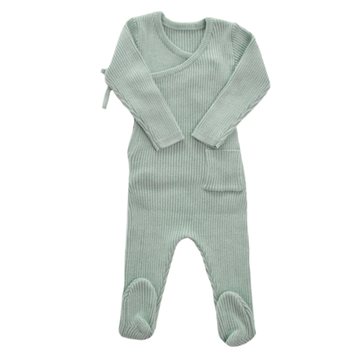 Sage Blue Knit Wrap Footie