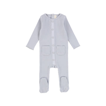 Light Blue Button Down Footie