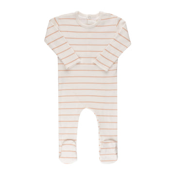 Ivory Pink Striped Footie