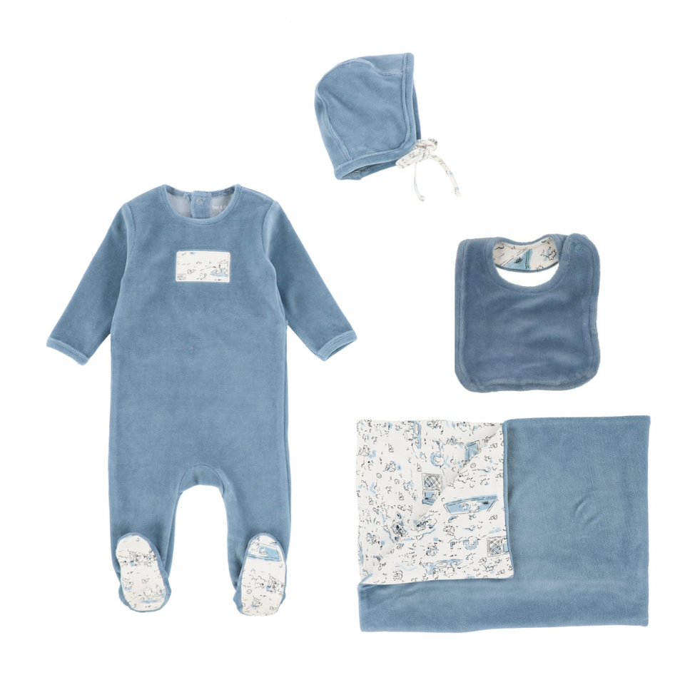 Blue Tea Party Layette Set