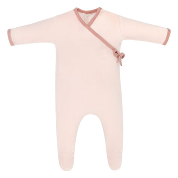 Pink Trim Velour Footie
