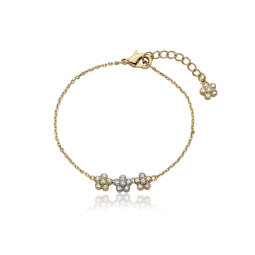 Tri-Colored CZ Flowers Bracelet