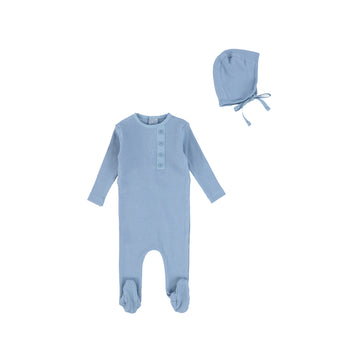 Mist Blue Footie and Bonnet