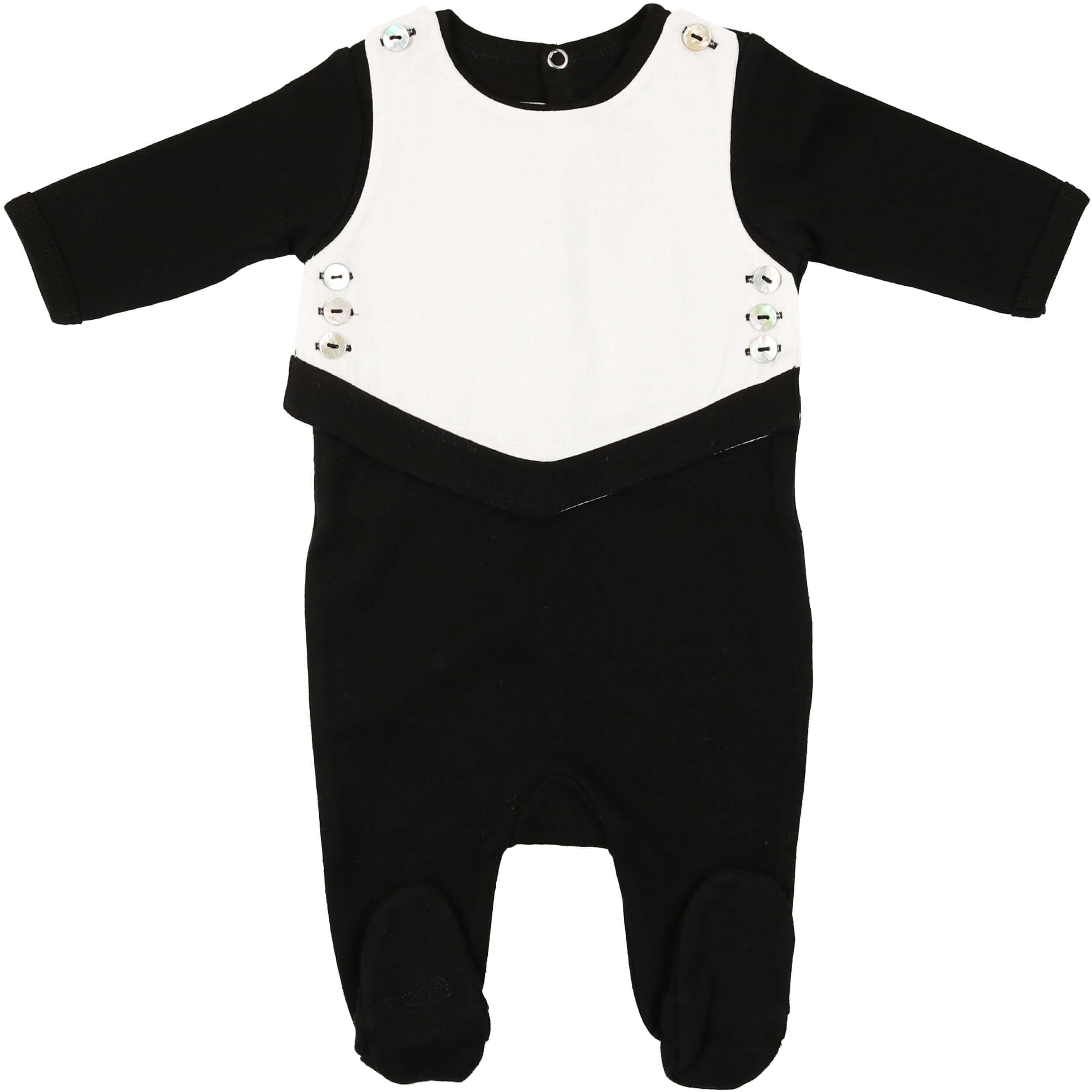 Black Oh My Buttons Footie