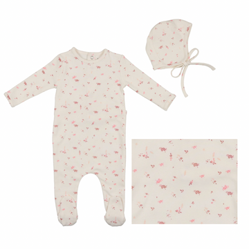 White/Rose Blush Floral Layette Set