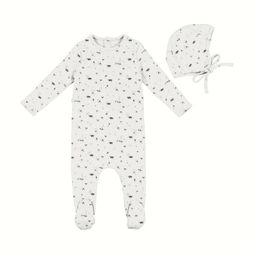 White/Blue Footie and Bonnet