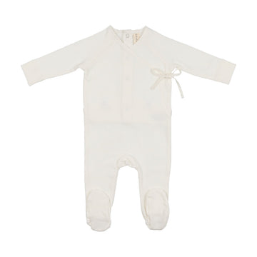White Brushed Cotton Wrapover Footie