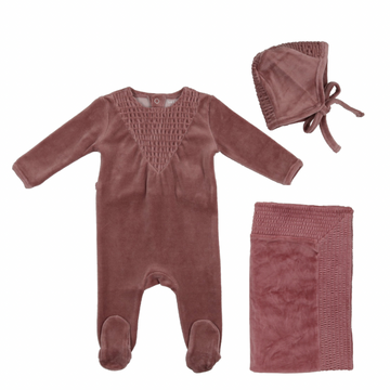 Mauve Center Smock Layette Set