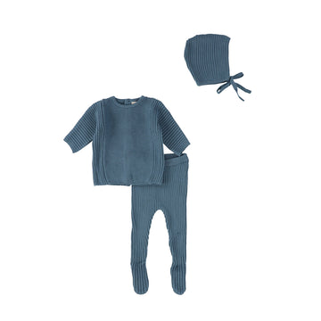 Blue Knit Footed Knit Set