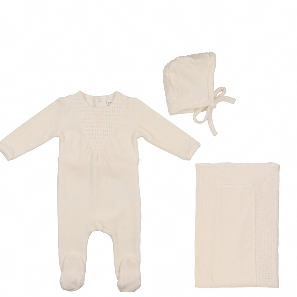 Ivory Center Smock Layette Set