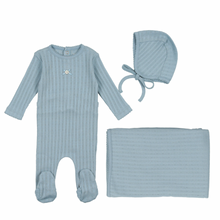Blue Pointelle Button Layette Set