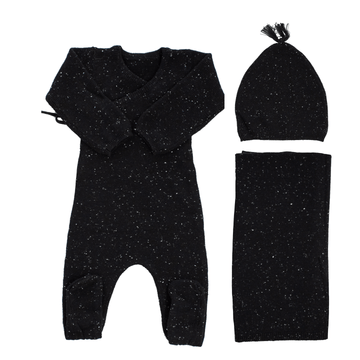 Black Knit Wrap Set