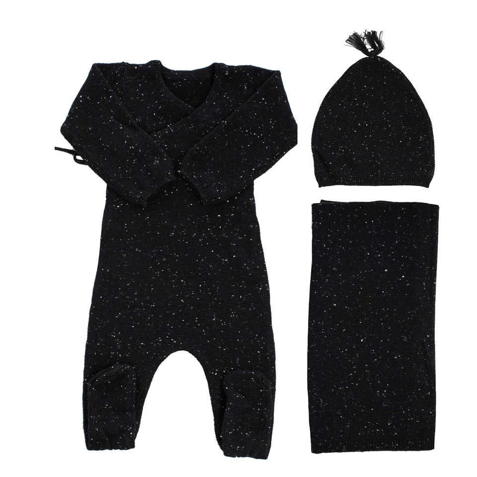 Black Knit Wrap Set