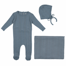 Blue Cable Weave Layette Set