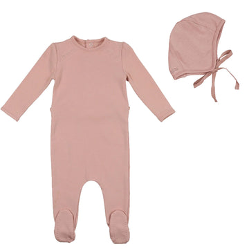 Ballet Slipper Embroidered Cotton Footie and Bonnet