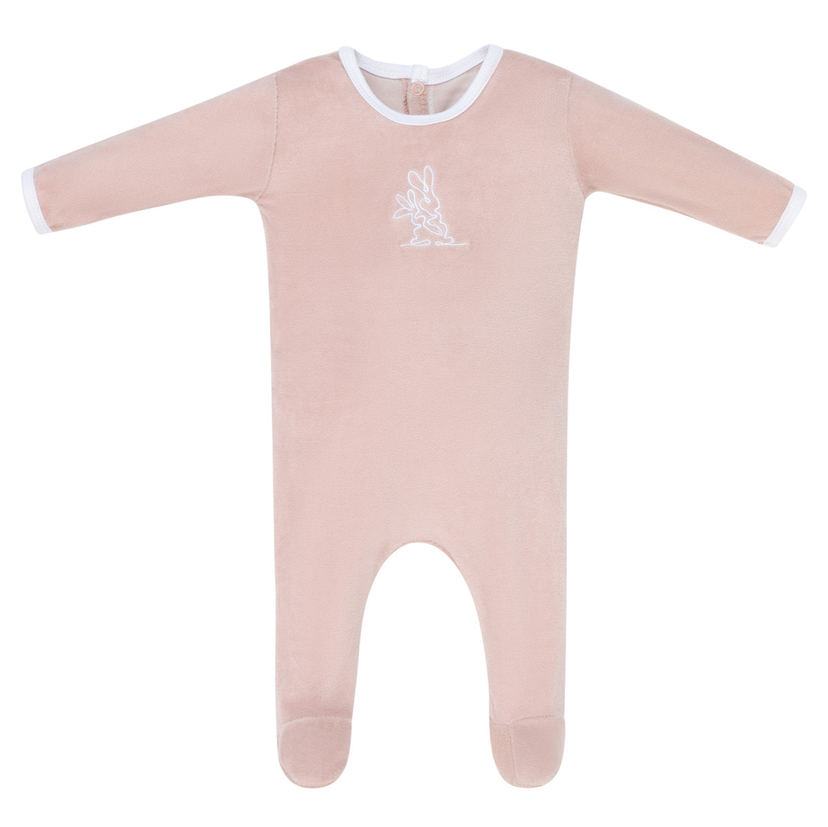 Blush Bunny Velour Footie
