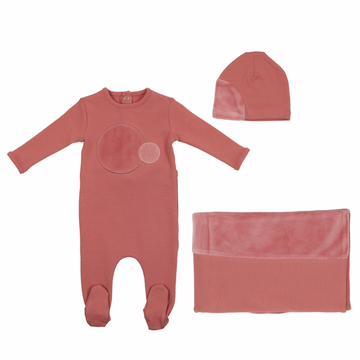 Pink Velvet Dot Layette Set