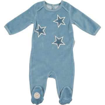 Dusty Blue Star Patch Footie